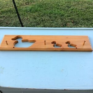 Vintage Handmade Homemade Wood Wooden Duck Ducklings Peg Shelf